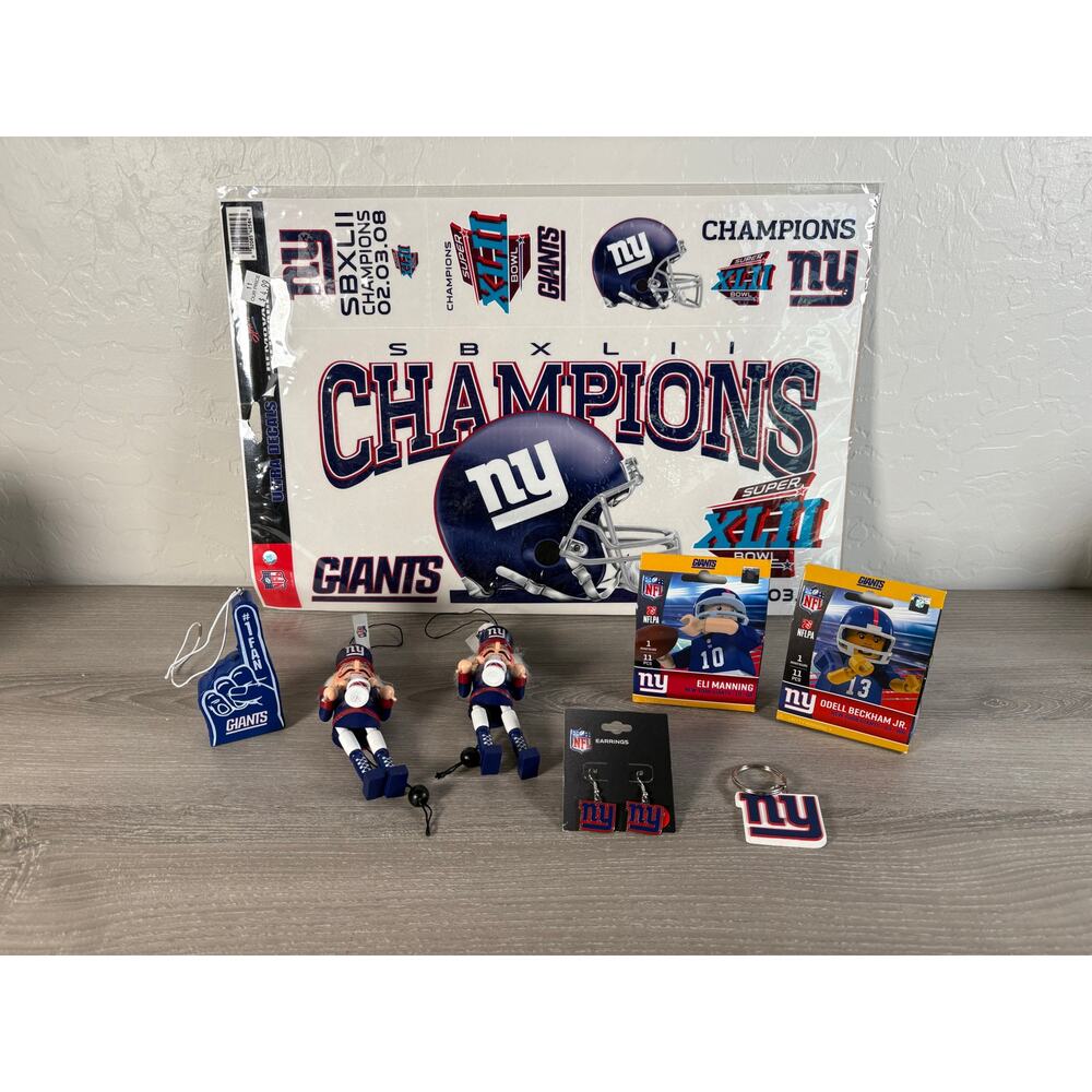 New York Giants NFL Fan Lot Souvenirs- Most New- Stickers- Minifigures‎